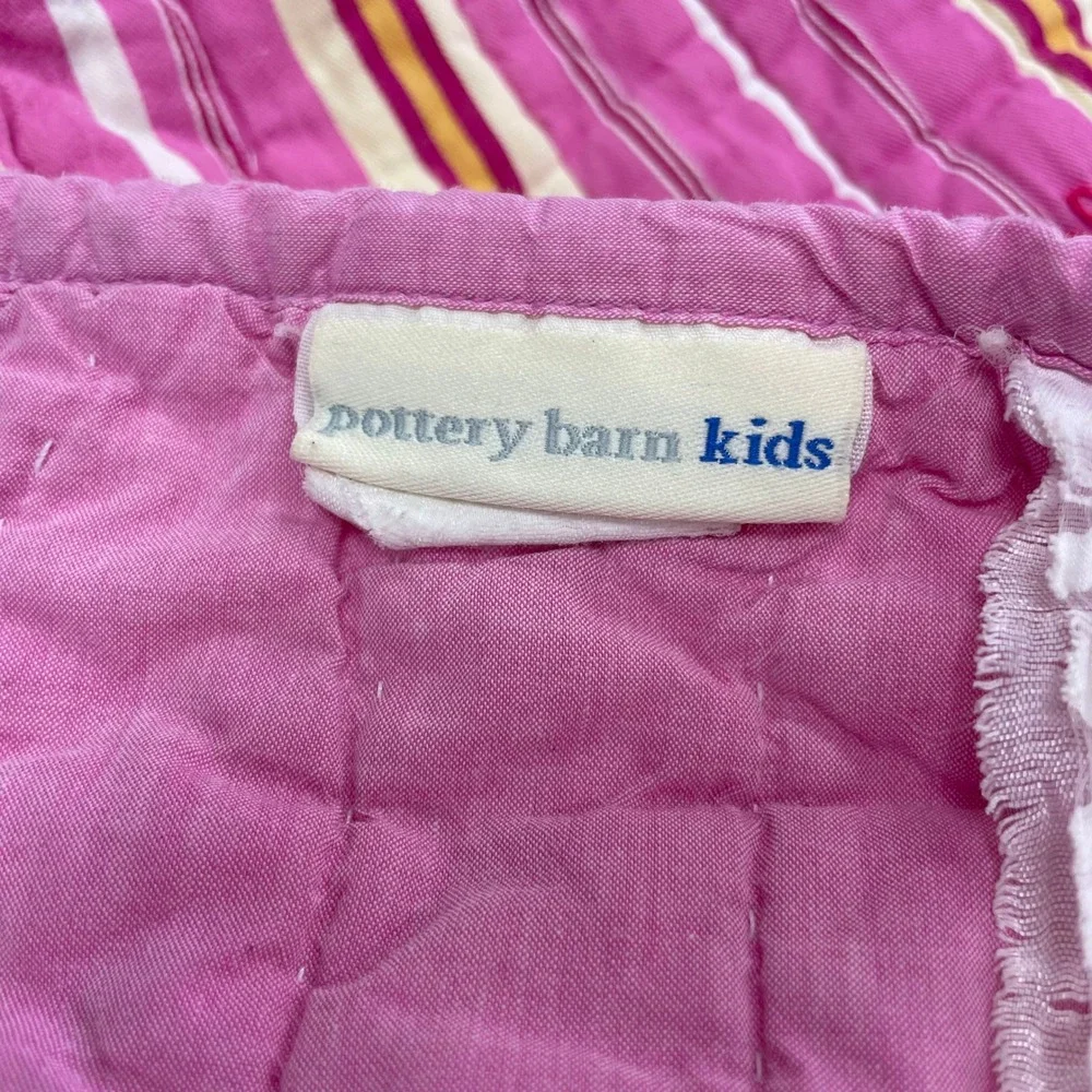 Pottery Barn Kids Quilt Twin Multi Color Striped Patchwork Cotton Cottagecore